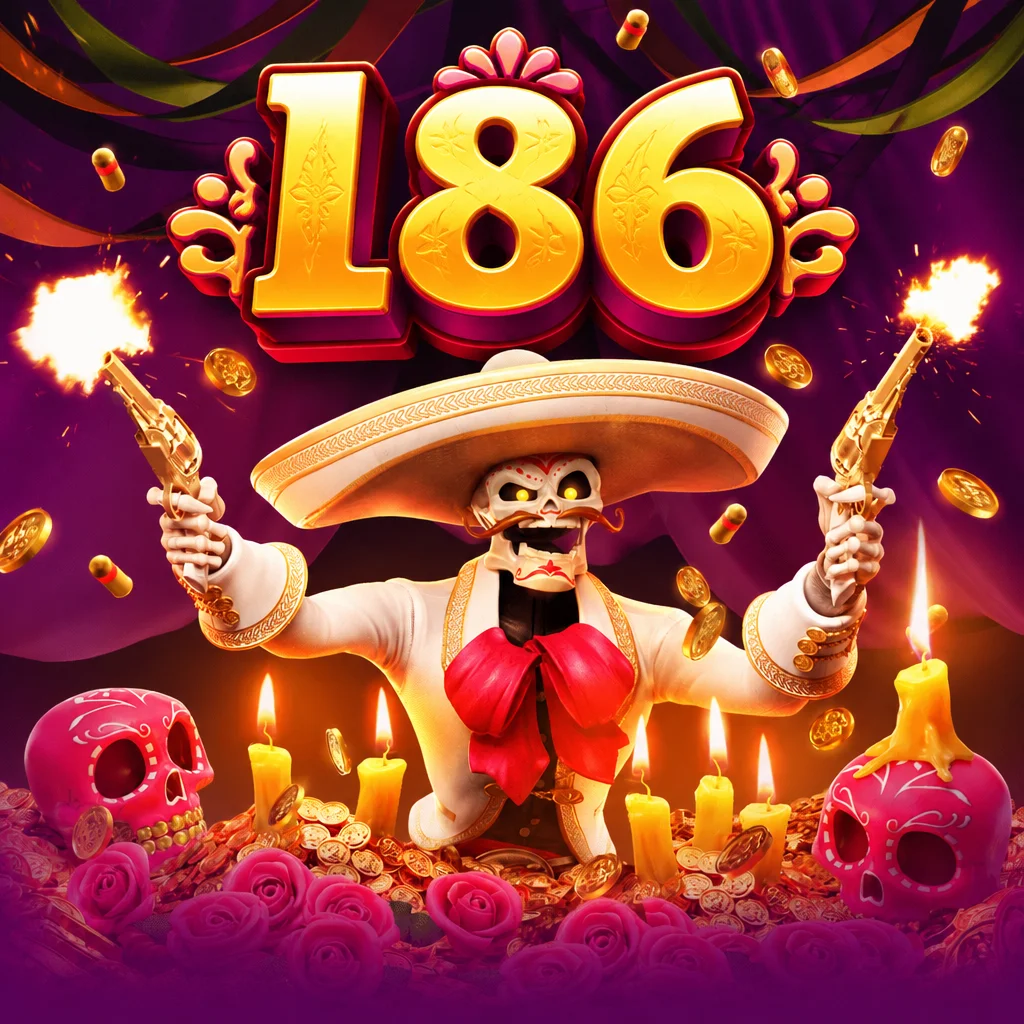 โลโก้ l86 พร้อมภาพโครงกระดูกสวมหมวกปีกกว้างจากเกม Wild Bandito